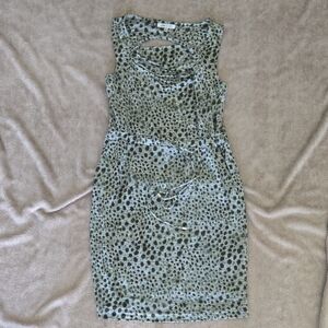 Jennifer Lopez Black and Grey Sleeveless‎ Cowl Neck Mini Dress